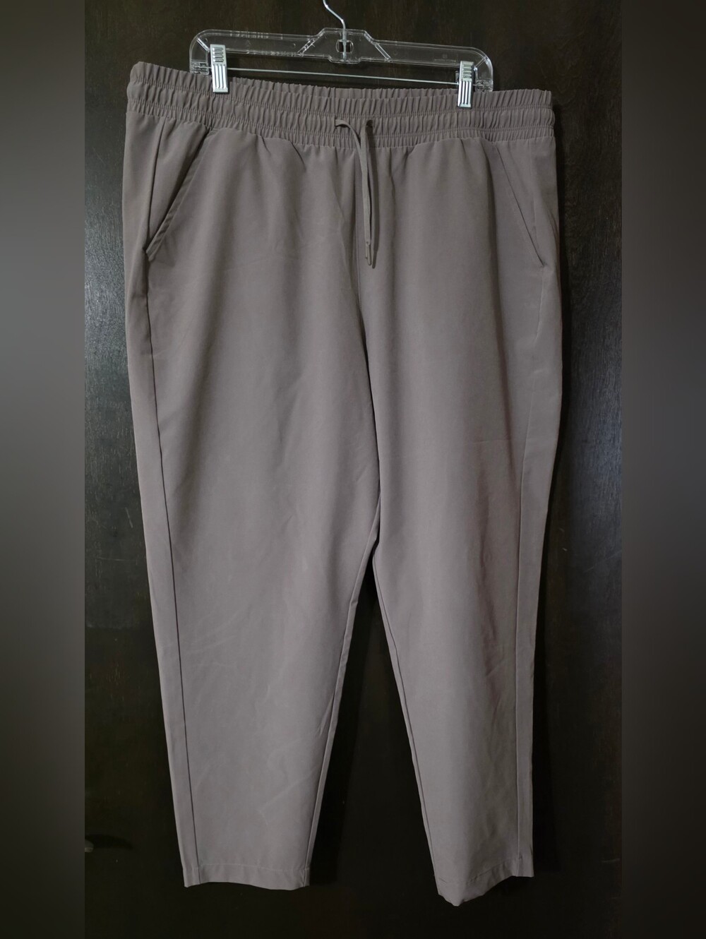 all in motion Women's High-rise Stretch Tapered Woven Pants Gray Taupe Sz XXL